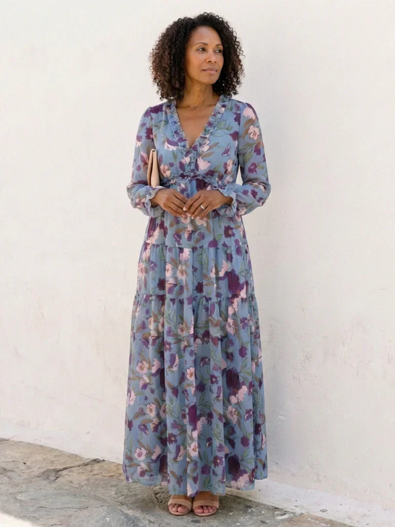 Genevieve - Women's Summer Maxi Dress Boho Flowy with Floral Print