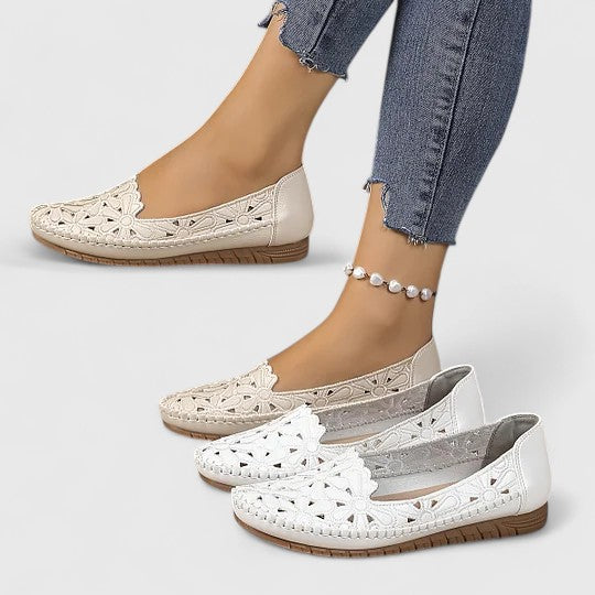 Ivy - Women’s Slip On Shoes Lightweight Comfort with Floral Cut-Out Design