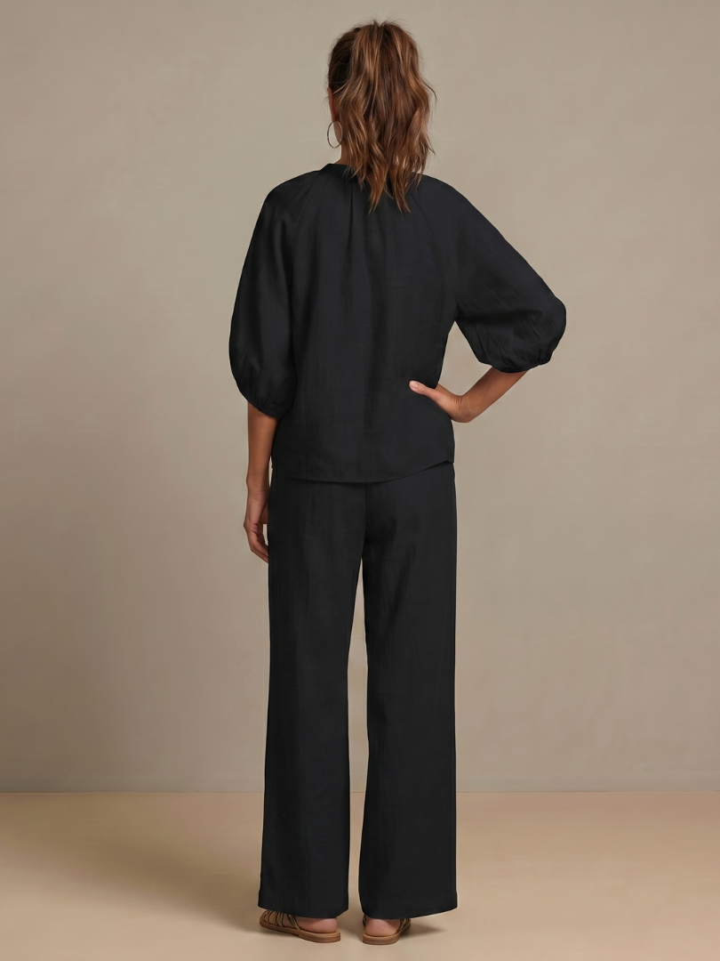 Sienna - Women's Summer Co-Ord Set Chic with Wide Leg Trousers