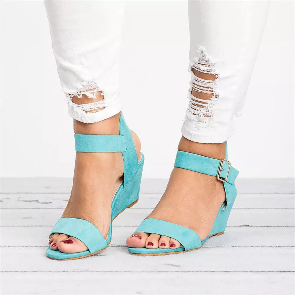 Sophie - Women’s Wedge Sandals Elegant with Ankle Strap and Open Toe