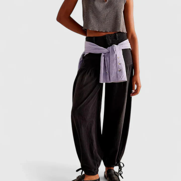 Women's High Waist Wide Leg Trousers - Black