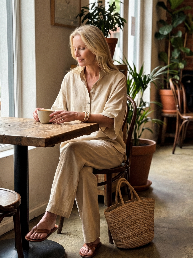 Amelia - Women's Summer Co-Ord Set Relaxed with Half Placket