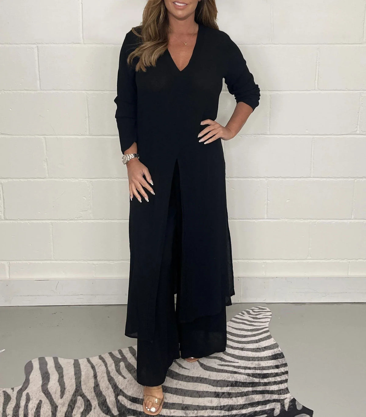 Amelia - Women's Summer Set Matching Long Tunic and Wide Leg Trousers