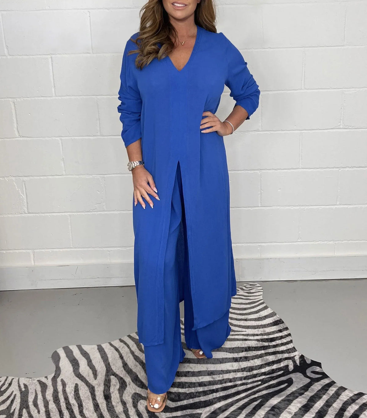Amelia - Women's Summer Set Matching Long Tunic and Wide Leg Trousers