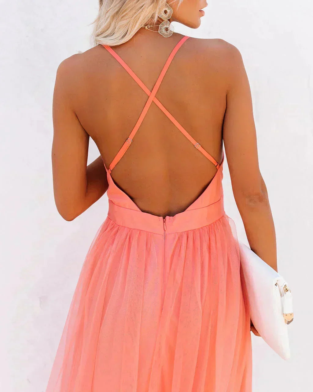 Anastasia - Women's Wedding Guest Maxi Dress Elegant Flowy with Open Back