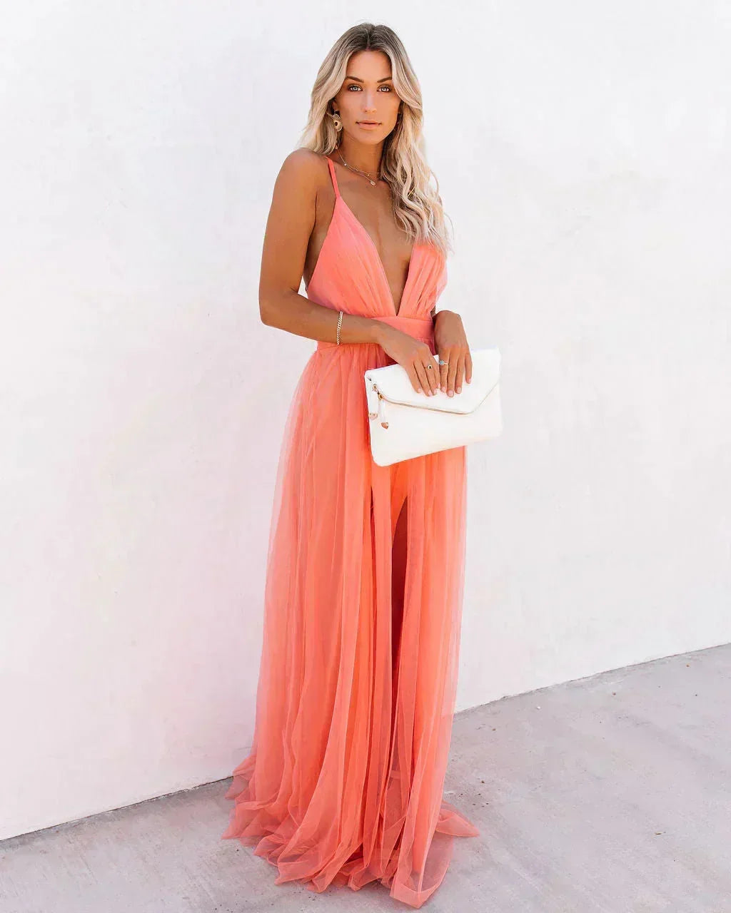 Anastasia - Women's Wedding Guest Maxi Dress Elegant Flowy with Open Back