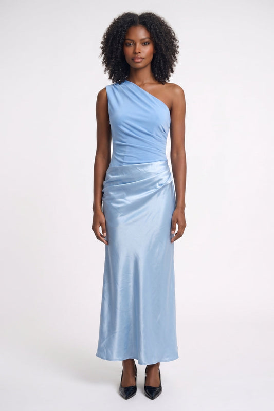 Ava - Women's Formal Maxi Dress Elegant One Shoulder with Ruched Waist