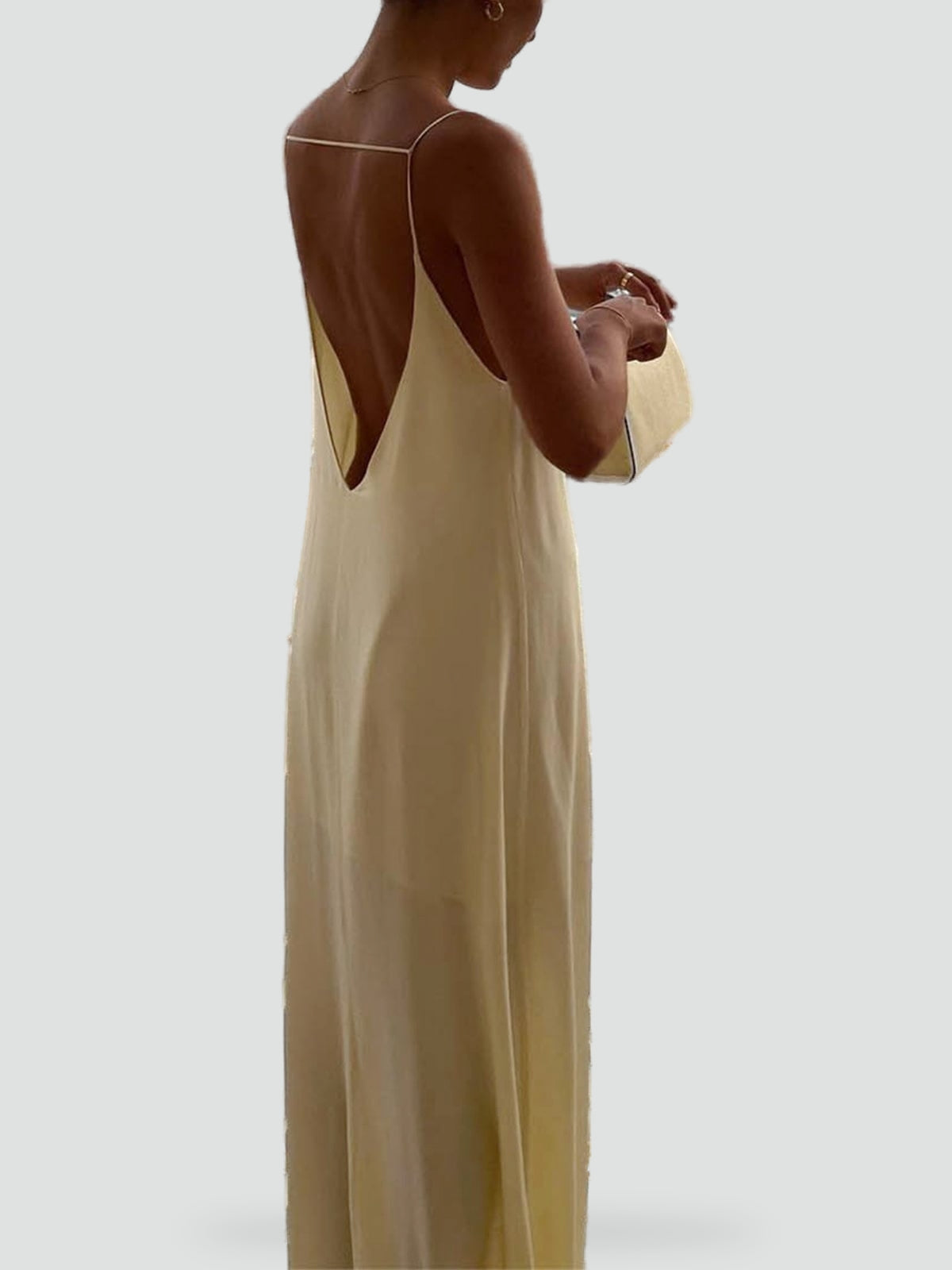 Ava - Women's Summer Dress Lightweight Maxi with Open Back and Thin Straps