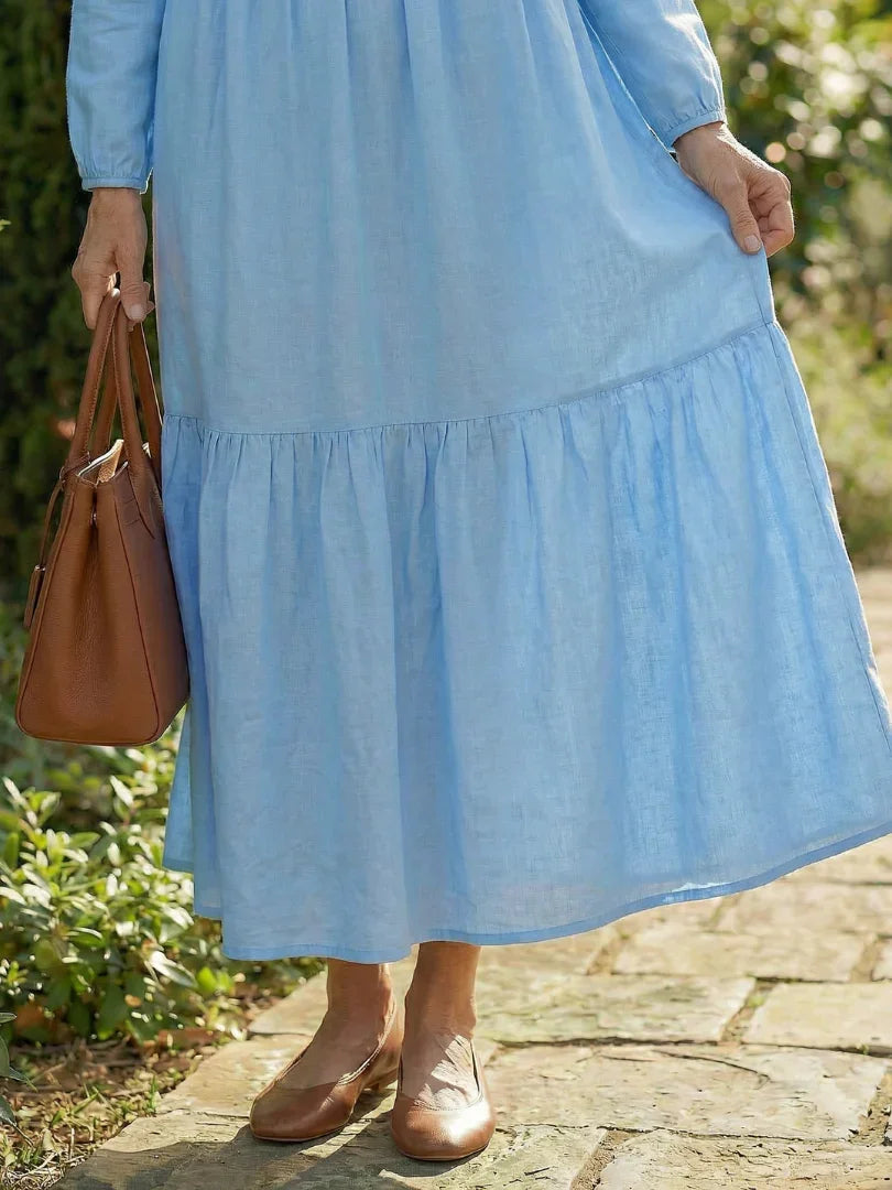 Ava - Women’s Summer Maxi Dress Elegant with Long Sleeves and Tiered Hem