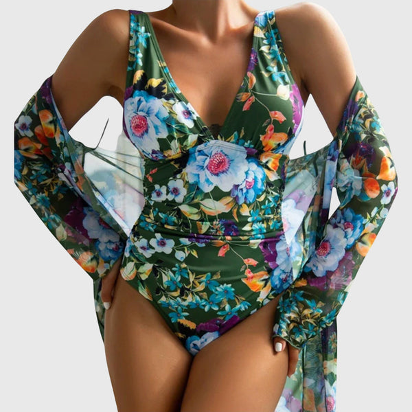Ava - Women's Swimsuit Set Elegant and Flowy with Floral Print for Summer