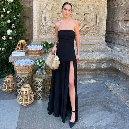 Beatrix - Women's Formal Maxi Dress with Strapless Bustier and Layered Skirt