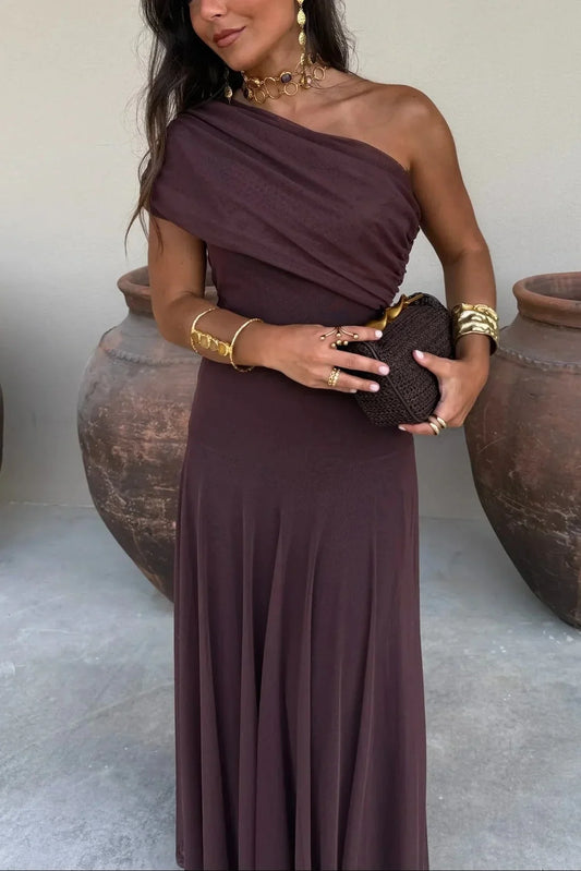 Charlotte - Women's Formal Summer Dress Elegant with One Shoulder Draped
