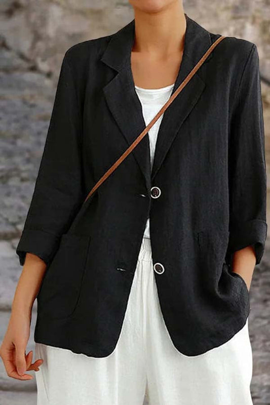 Charlotte - Women's Summer Blazer Light with Two Buttons and Patch Pockets
