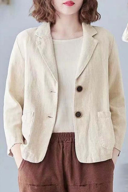 Charlotte - Women's Summer Blazer Light with Two Buttons and Patch Pockets