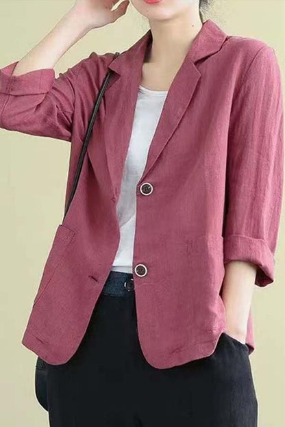 Charlotte - Women's Summer Blazer Light with Two Buttons and Patch Pockets