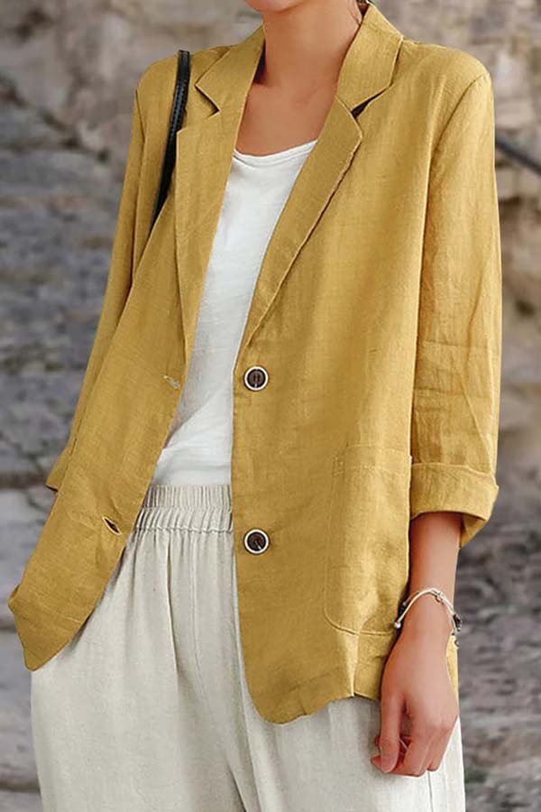 Charlotte - Women's Summer Blazer Light with Two Buttons and Patch Pockets