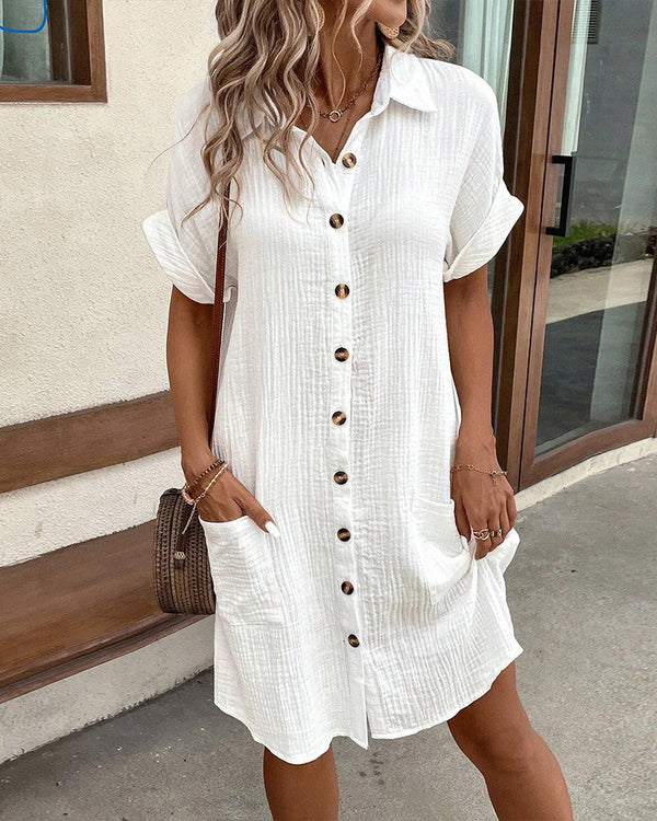 Charlotte - Women's Summer Dress Elegant with Collar and Button Front