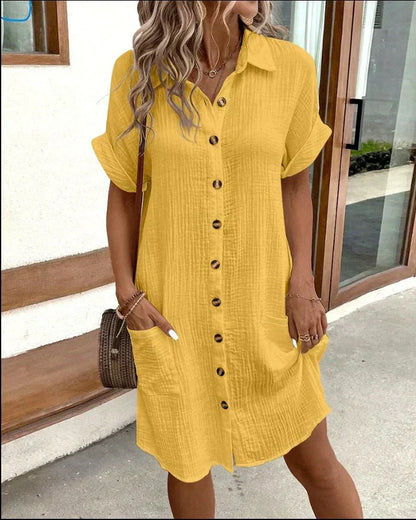 Charlotte - Women's Summer Dress Elegant with Collar and Button Front