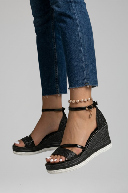 Ella - Women’s Comfort Support Formal Wedge Sandals with Ankle Strap