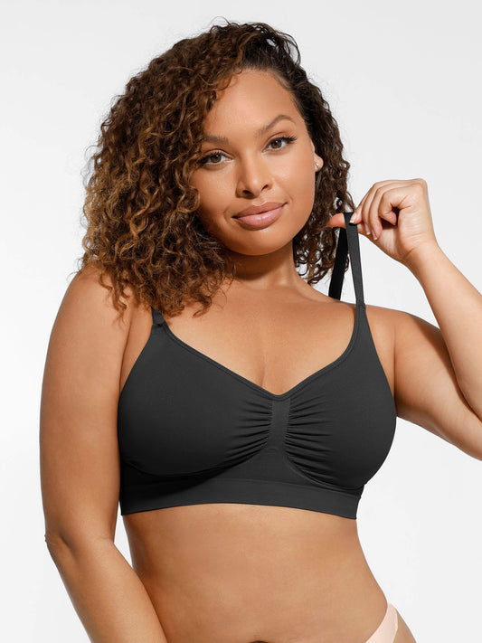 Emily - Women's Bra Push Up Seamless with Ruched Front and Wide Band
