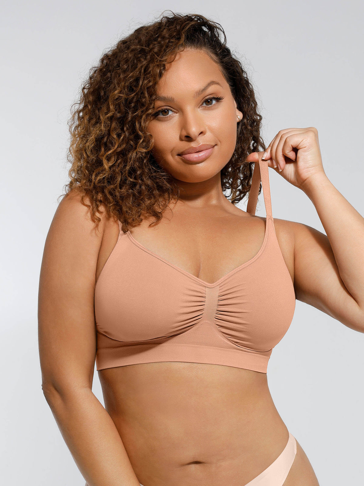 Emily - Women's Bra Push Up Seamless with Ruched Front and Wide Band