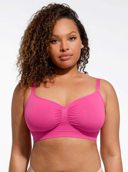 Emily - Women's Bra Push Up Seamless with Ruched Front and Wide Band