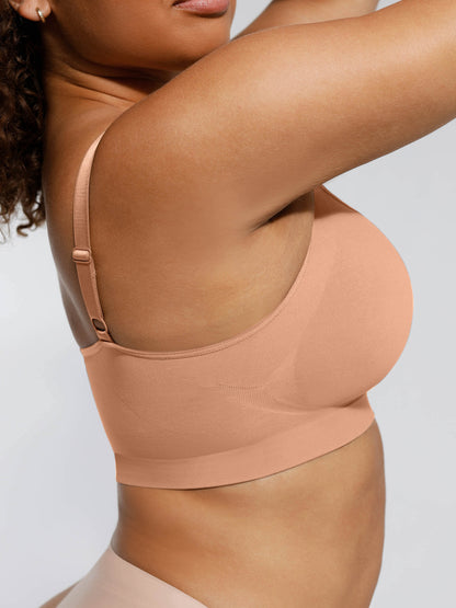 Emily - Women's Bra Push Up Seamless with Ruched Front and Wide Band