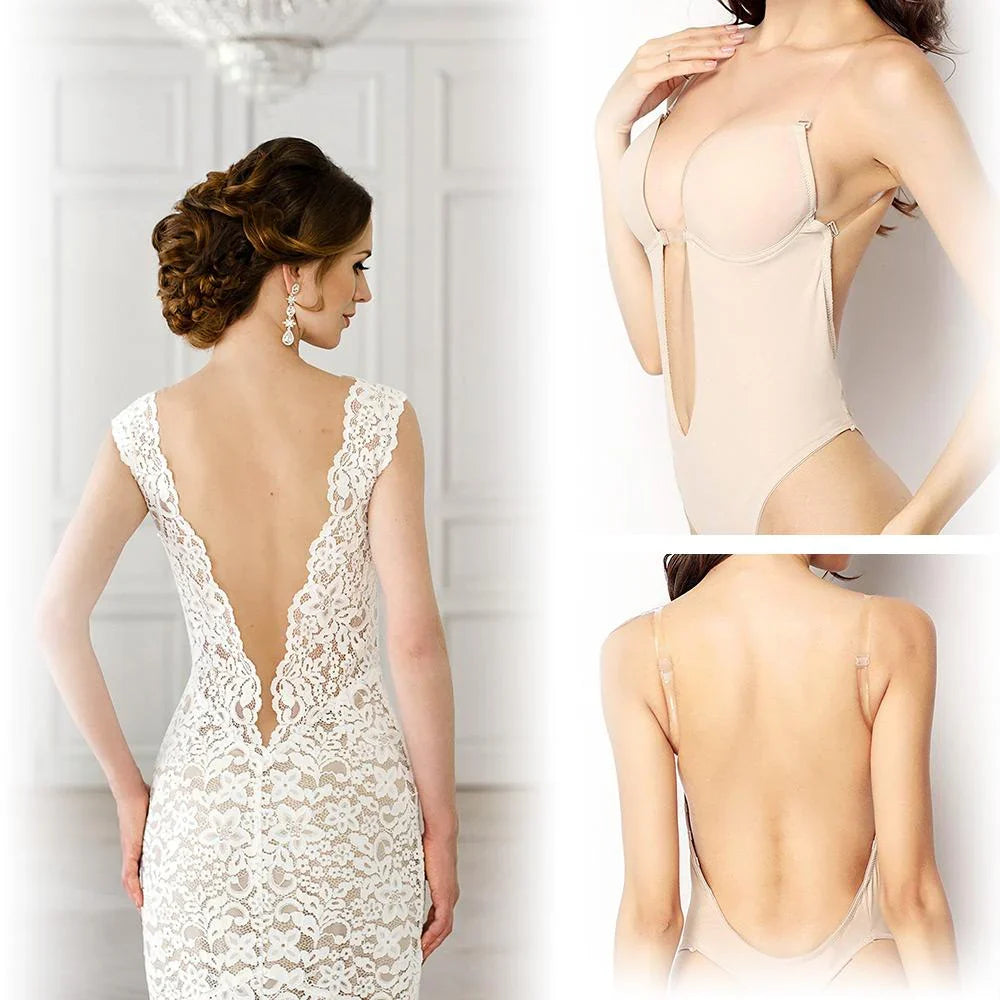 Evie - Women’s Backless Body Bra for Invisible Support with Plunge Neckline