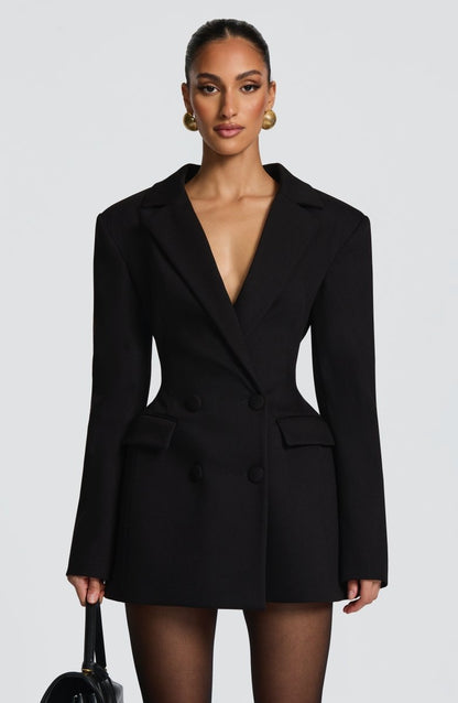 Evie - Women's Elegant Blazer Dress with Double-Breasted Front and Lapels