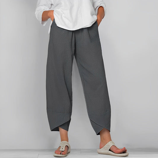 Evie - Women's Lightweight Summer Pants with Tulip Hem and Side Pockets