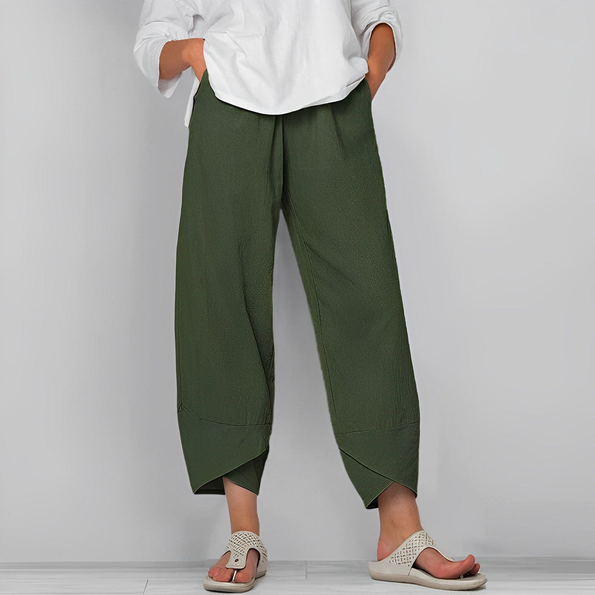 Evie - Women's Lightweight Summer Pants with Tulip Hem and Side Pockets