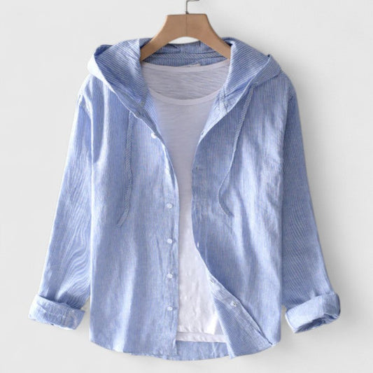 Evie - Women’s Summer Cardigan Hooded Lightweight with Stripes and Buttons