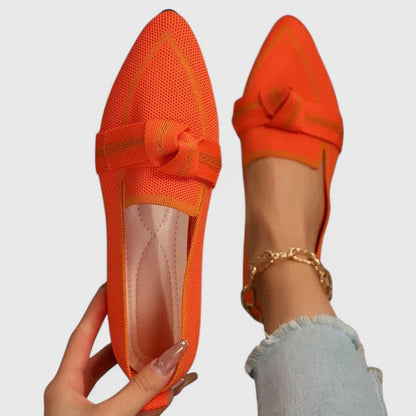 Evie - Women’s Summer Loafers Comfort Pointed Toe Slip On with Knot Detail