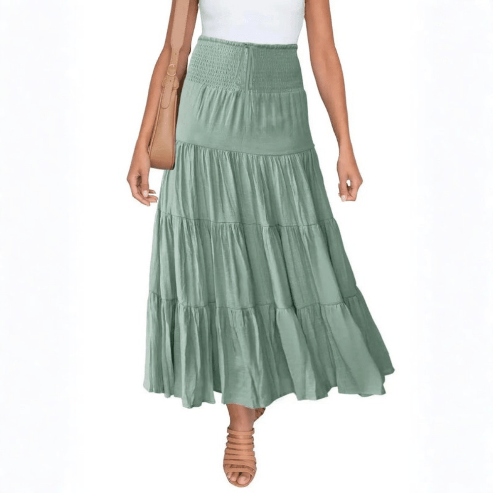 Evie - Women's Summer Skirt Lightweight Maxi Tiered with Smocked Waist