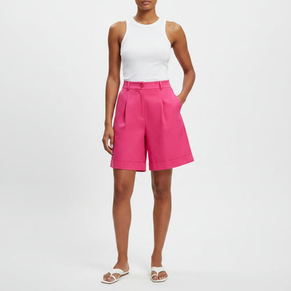 Grace - Women's Bermuda Shorts High Waist Wide Leg for Summer with Pleats