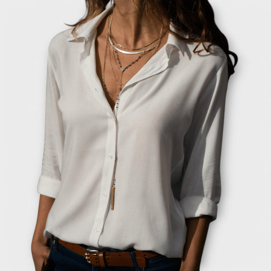 Grace - Women's Blouse Elegant Lightweight Long Sleeve with Button Front