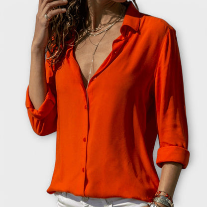 Grace - Women's Blouse Elegant Lightweight Long Sleeve with Button Front