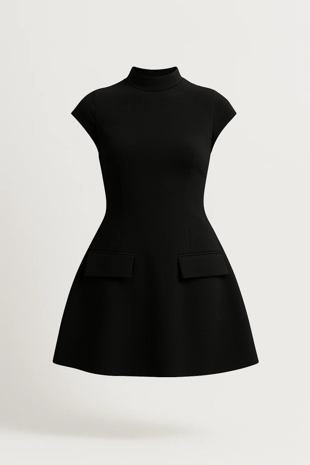 Grace - Women's Cocktail Party Mini Dress with High Neck and Flap Pockets