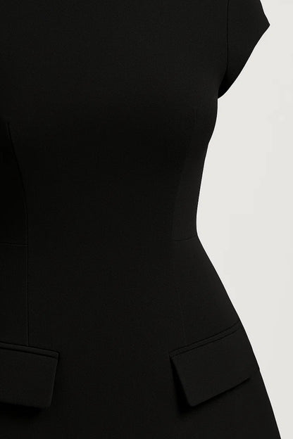 Grace - Women's Cocktail Party Mini Dress with High Neck and Flap Pockets
