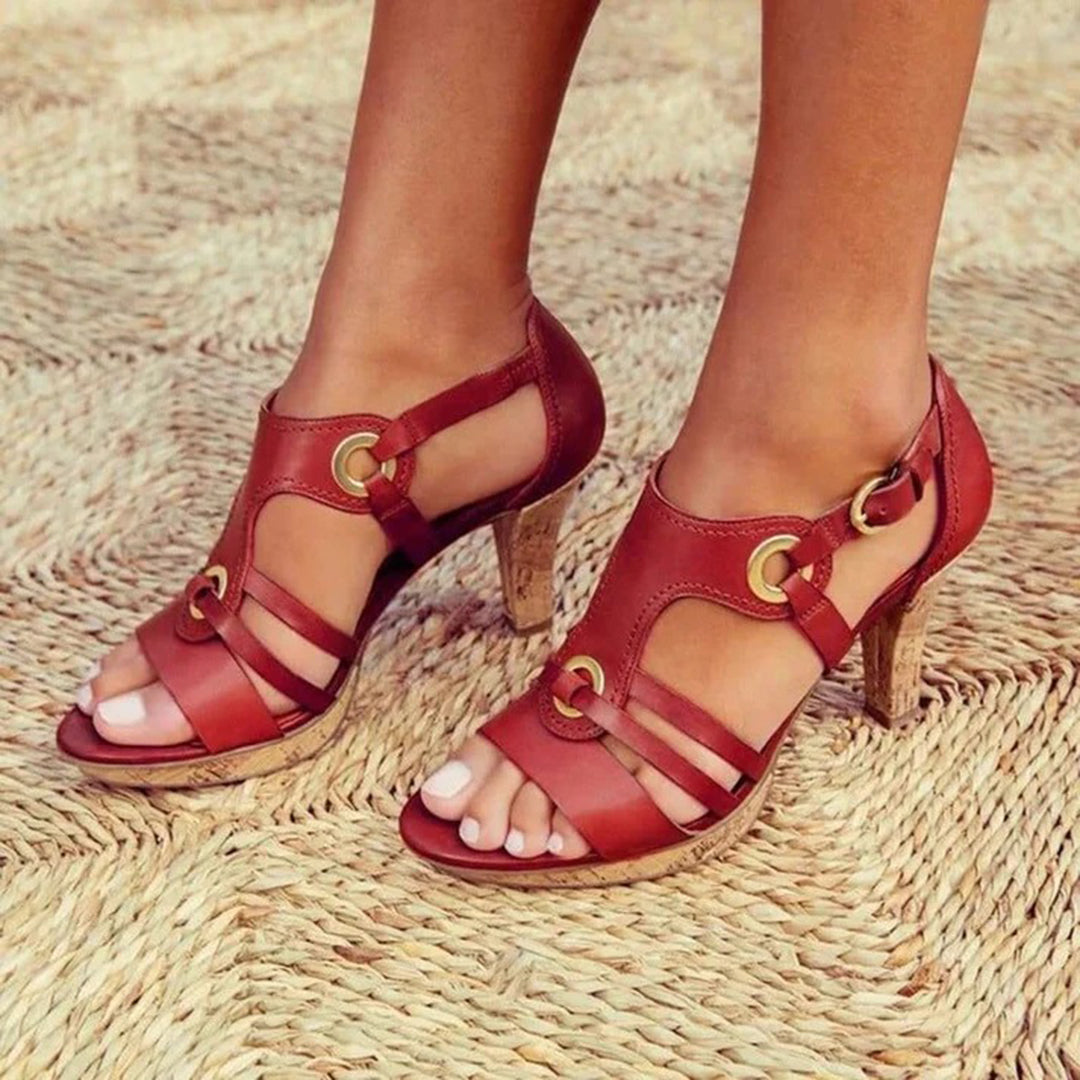 Grace - Women's Gladiator Heeled Sandals with Buckle Ankle Strap