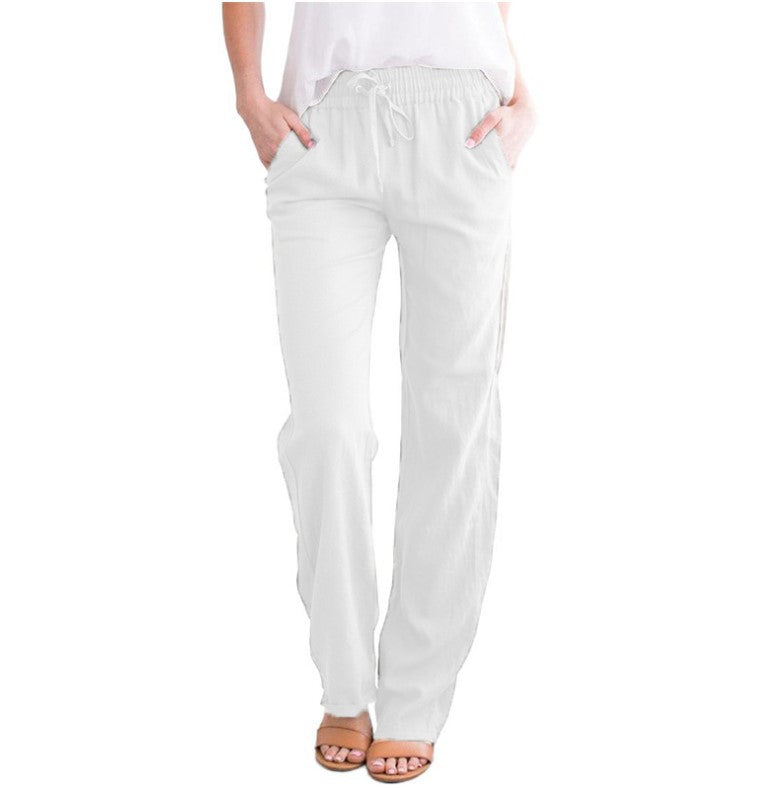 Grace - Women's Lightweight Summer Pants with Drawstring Waist and Pockets