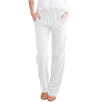 Grace - Women's Lightweight Summer Pants with Drawstring Waist and Pockets