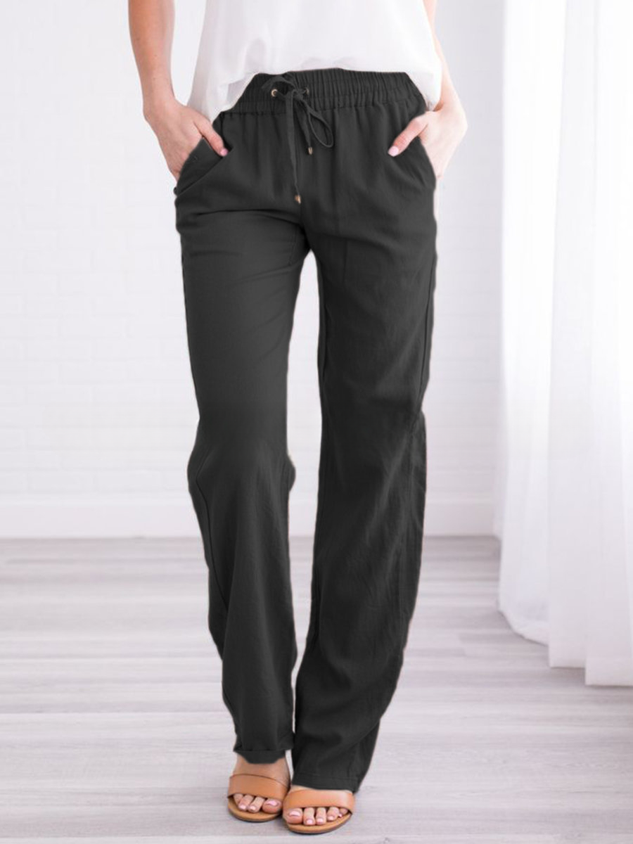 Grace - Women's Lightweight Summer Pants with Drawstring Waist and Pockets