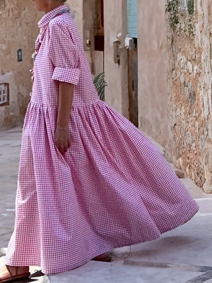 Grace - Women's Maxi Shirt Dress Oversized for Summer with Button Front