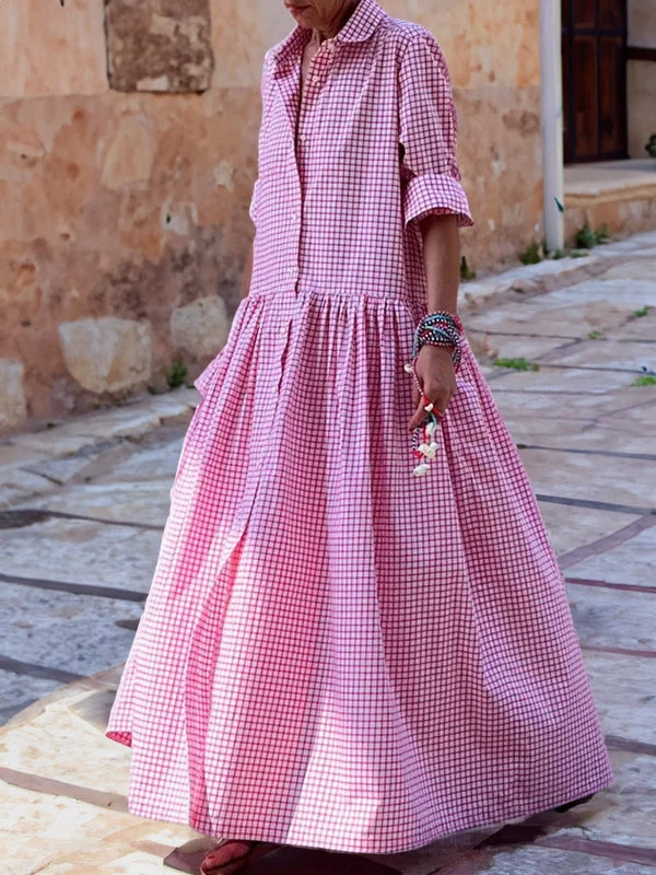Grace - Women's Maxi Shirt Dress Oversized for Summer with Button Front