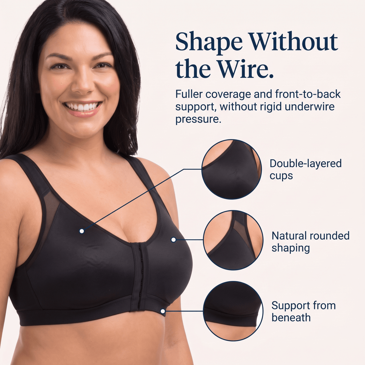 Grace - Women’s Posture Support Shaping Bra Front Closure with Wide Straps
