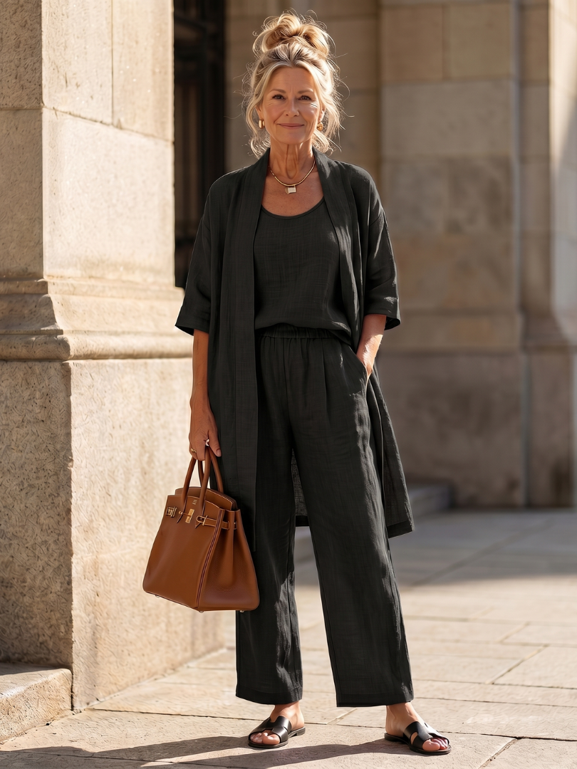 Grace - Women's Summer Co-Ord Set Three Piece with Wide Leg