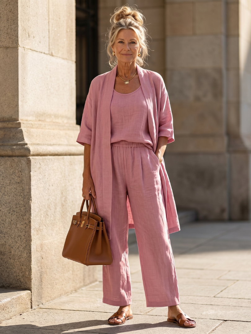 Grace - Women's Summer Co-Ord Set Three Piece with Wide Leg
