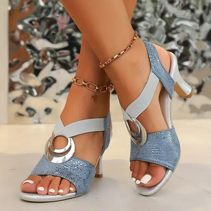 Grace - Women’s Summer Heeled Sandals Elegant Slingback with Ring Detail