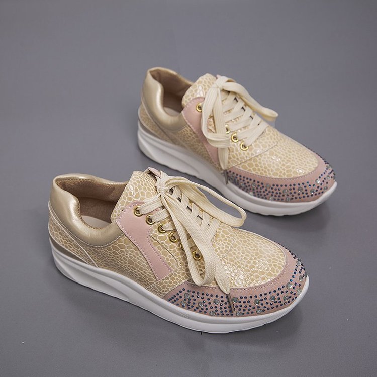 Hannah - Women's Sneakers for Comfort with Rhinestone Toe and Chunky Sole